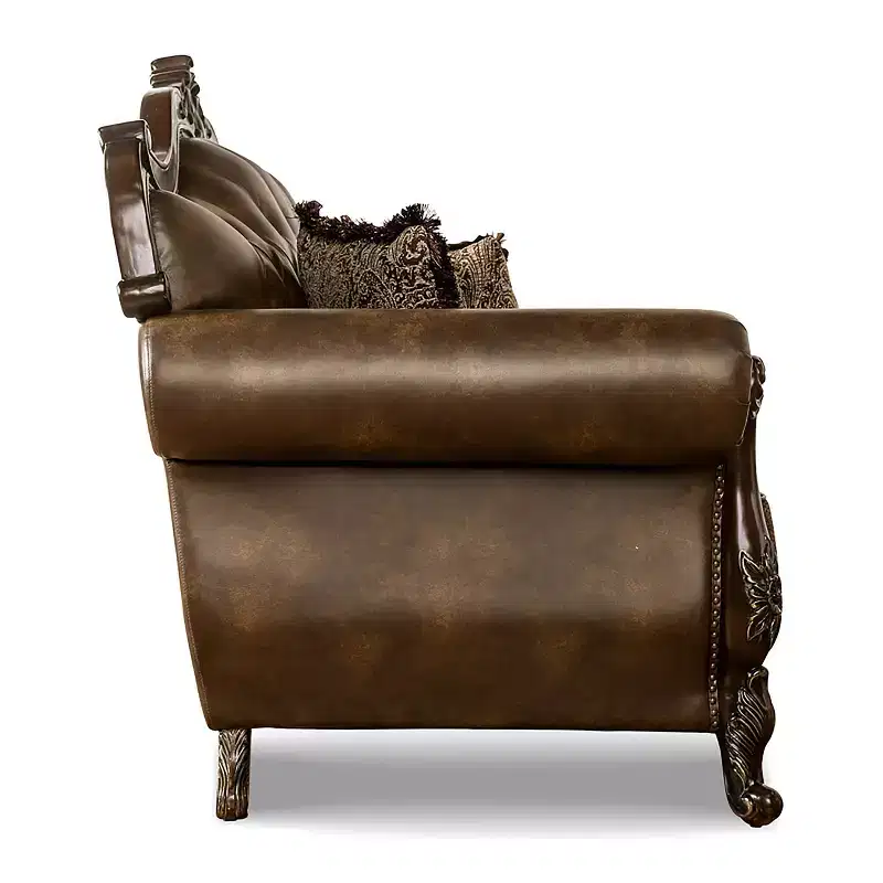 HOMES: Inside + Out Frazer 73" Loveseat Traditional with Nailhead Trim Brown