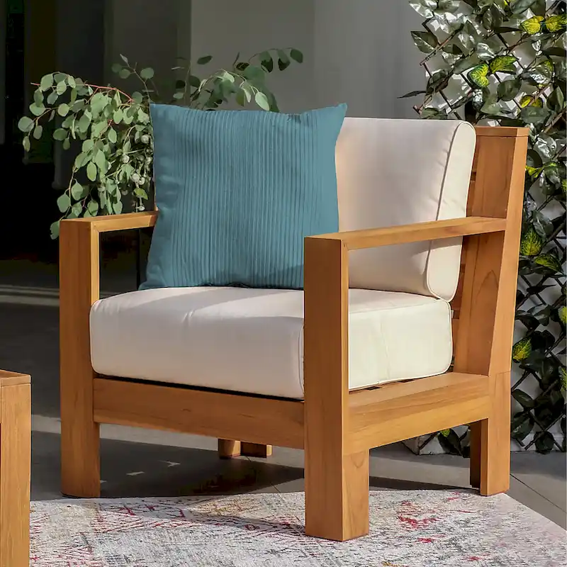 Cambridge Casual Logan 5-Piece Teak Patio Conversation Set with Sunbrella Cushion