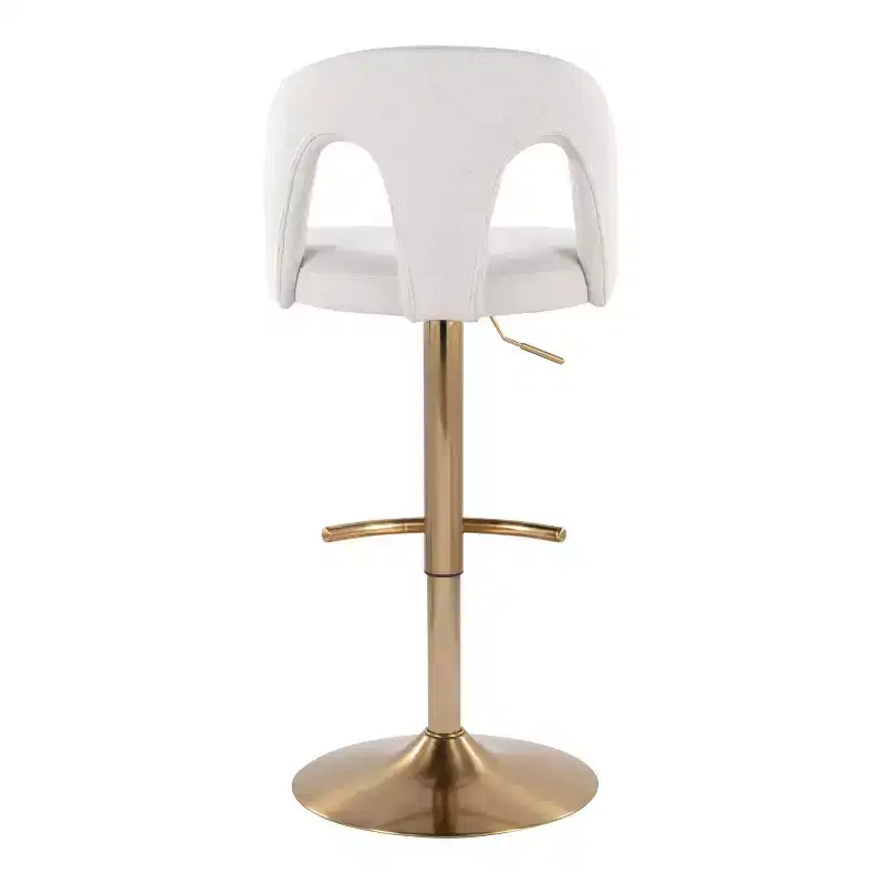 LumiSource Set of 2 Ava Adjustable Barstools Gold/White Fabric