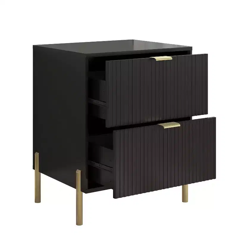 Festivo 3pc Modern Elegance 2 Drawer Nightstands and 6 Drawer Dresser Set Black