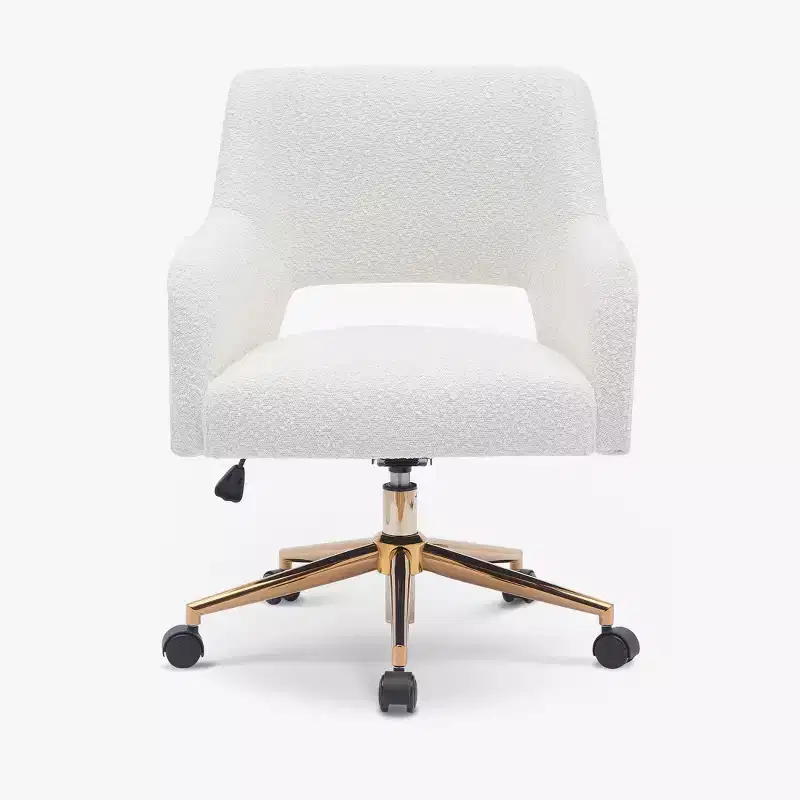 WestinTrends Genevieve Mid-Century Modern Swivel Office Chair With Wheels (Set Of 2), Cream