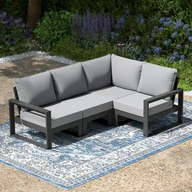 Polytrends Endless Patio 4-Piece Deep Seating Set with Gray Frame