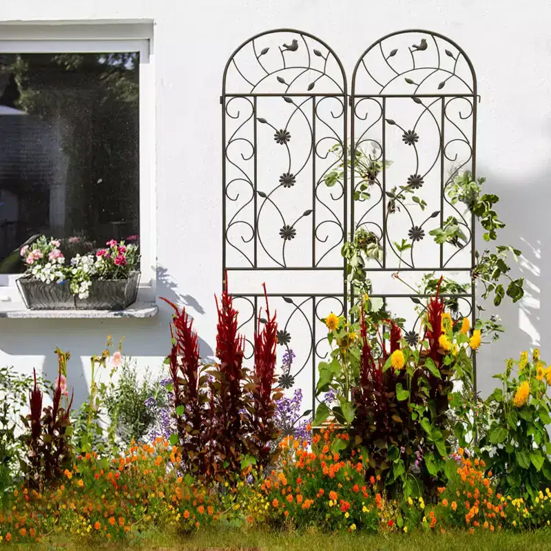 MAYEERTY 2-Pack 86.7x19.7in Metal Garden Trellis - Rustproof, Brown, for Outdoor Climbing Plants & Flowers