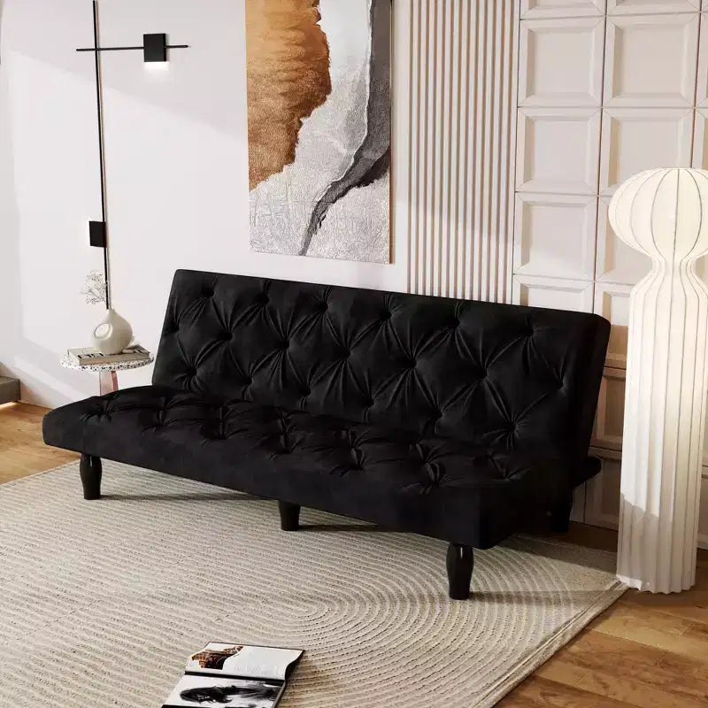 TUYOHW Velvet Futon Sofa Bed with Adjustable Backrest,66 Modern Convertible Couch for Living Room,Bedroom,Apartment & Guest Use