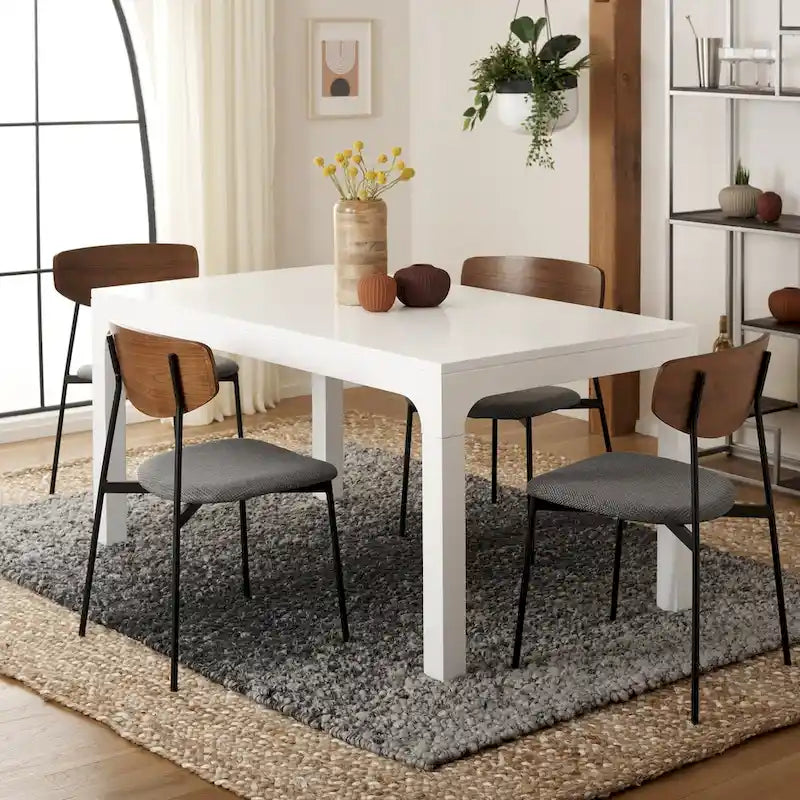 60-Inch Rectangle Dining Table | Mahogany Wood | Seats 8 | Modern Curved Base