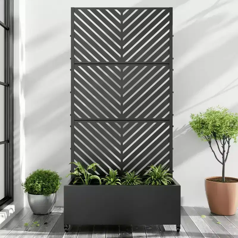 Planter Box with Black Iron Trellis, 47