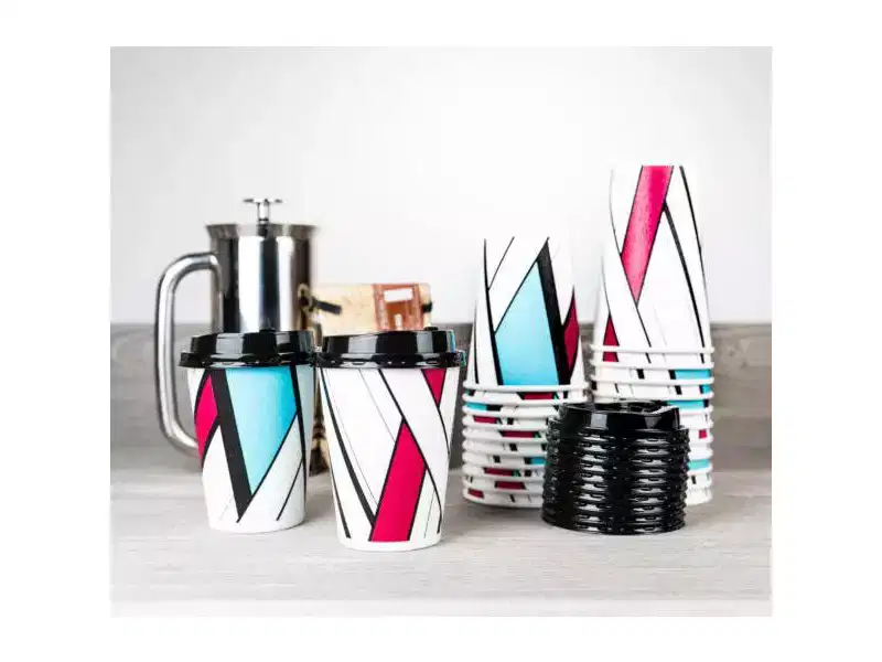 Posh Setting 12 oz Insulated Paper Hot Cups with Lids - 40 Pack