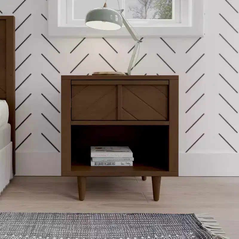 1 Drawer Nightstand for Nursery or Bedroom, Large Storage Drawer, Made of Sturdy Pinewood, Non-Toxic, Baby Safe Finish