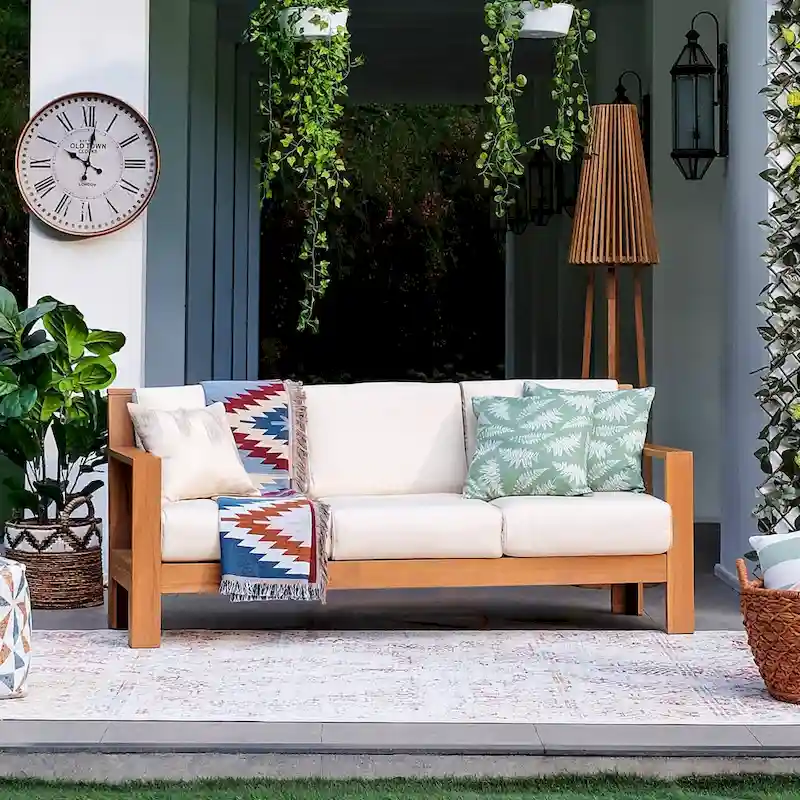 Cambridge Casual Logan 5-Piece Teak Patio Conversation Set with Sunbrella Cushion