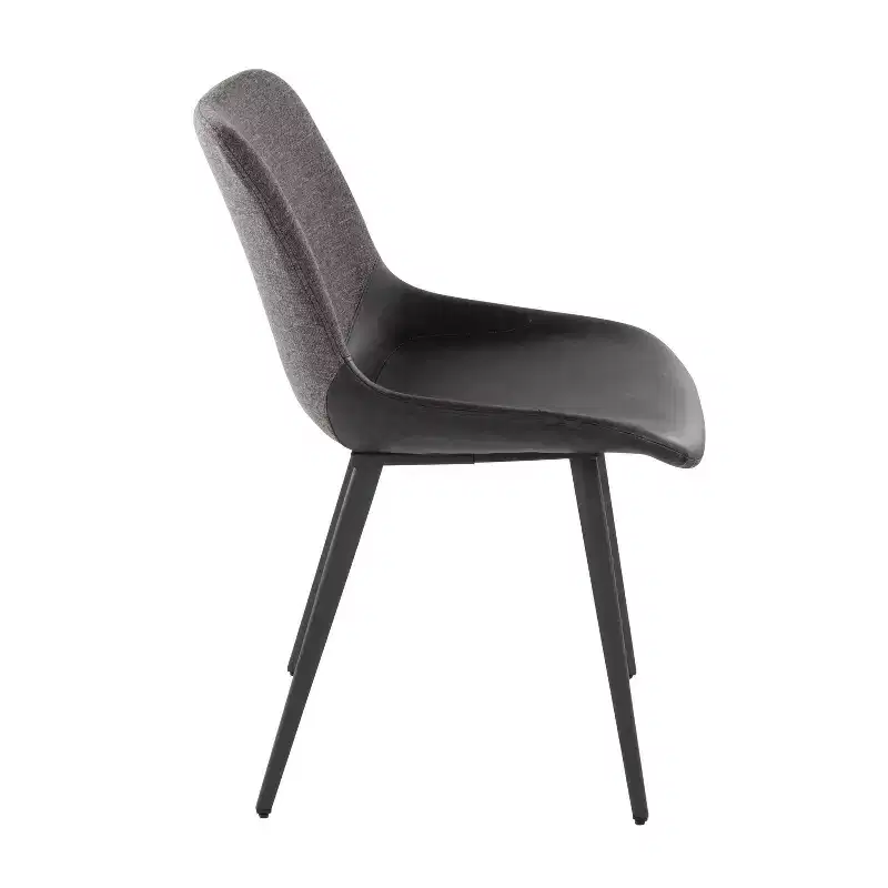 LumiSource Set of 2 Outlaw Two Tone Fabric Accent Chairs Black Metal/Black PU/Gray