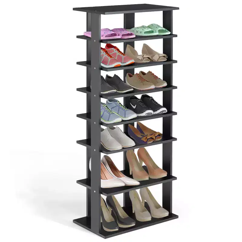 7-Tier Dual Shoe Rack, Practical Free Standing Storage Shelves, Concise Design