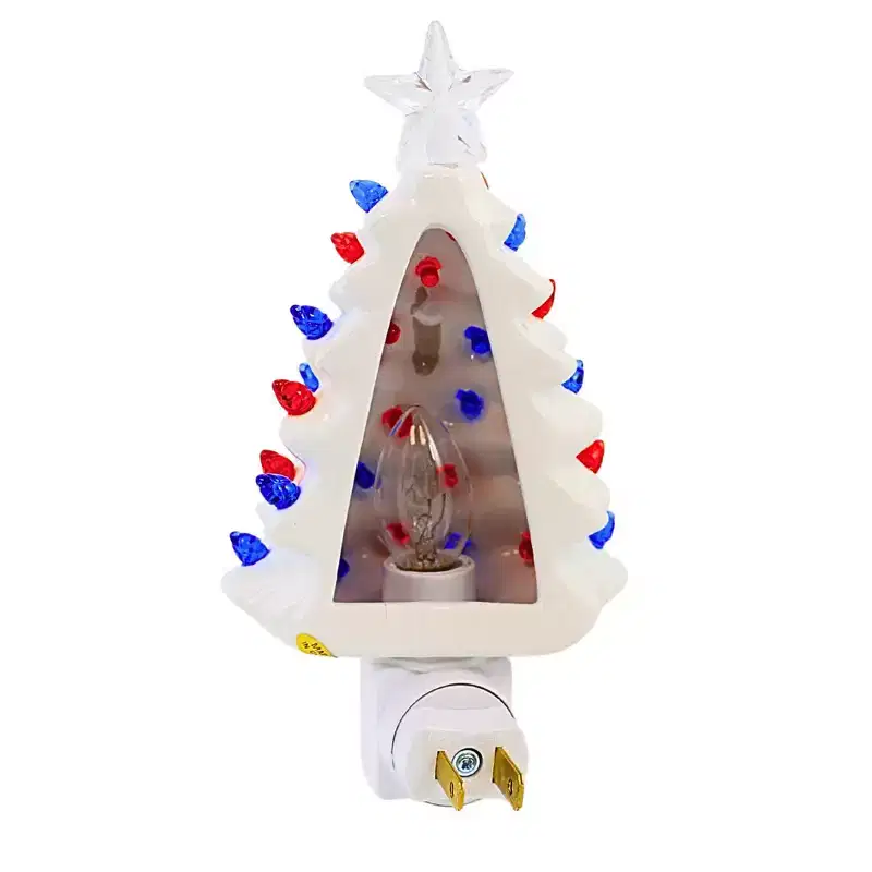 Roman 6.75 In White Tree Night Light Patriotic Nightlight , Patriotic July 4Th, Memorial Day (1PC)