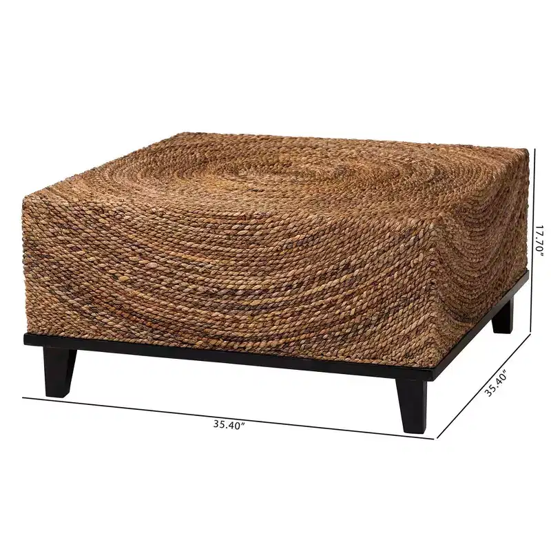 bali & pari Verino Coffee Table Natural Seagrass/Espresso Brown