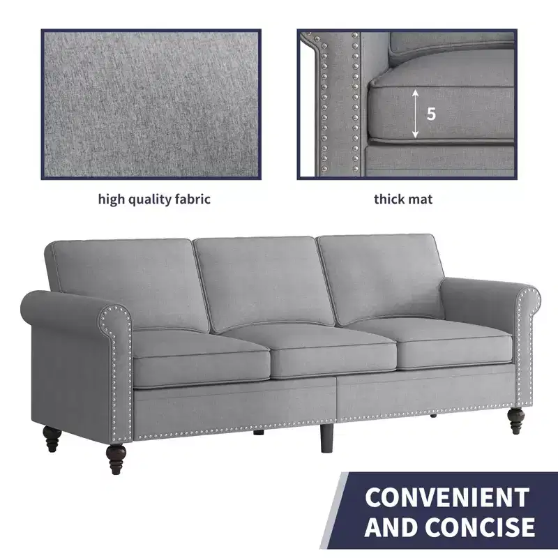 Mjkone 3 Piece Linen Living Room Sofa Set,Modern 3-Seater Sofa Couch&Loveseat Sofa&Single Sofa Armchair Set