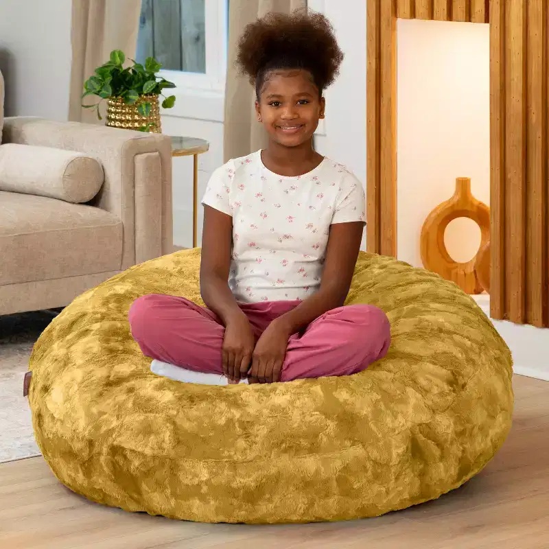 Raven-Symon Home Lil' Cuddler Cocoon Jr Kids Faux Fur Bean Bag Crash Pad & Lounger