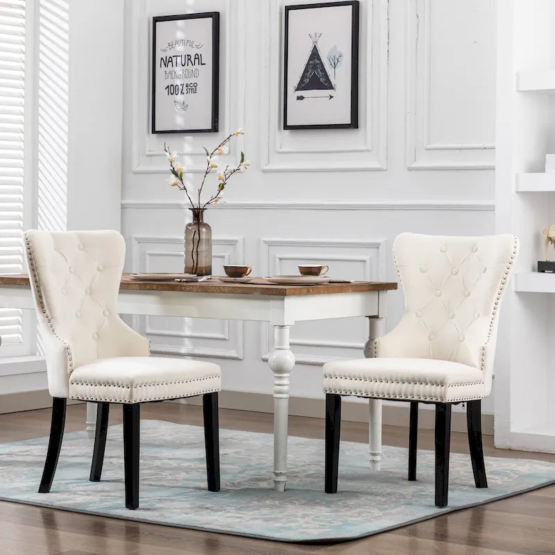 Grandview Tufted Upholstered Dining Chair (Set of 2) with Nailhead Trim and Ring Pull