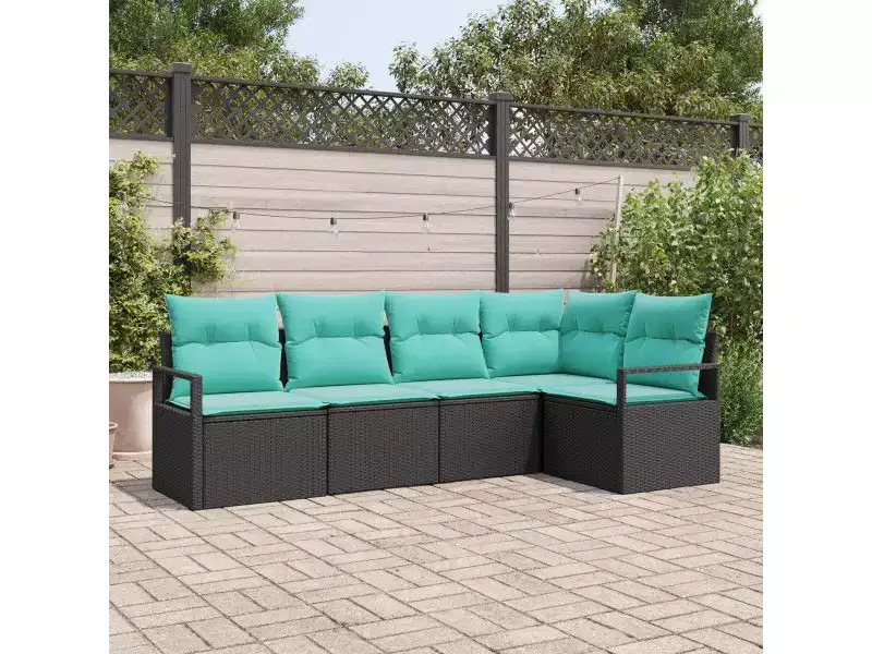 vidaXL Garden Sofa Set 5 pcs Brown Poly rattan