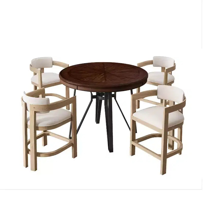 Christopher Knight Home Netia Modern 5 Pieces Metal and Rubberwood Counter Height Dining Set, Natural Brown
