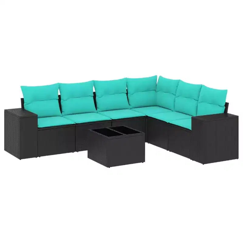 vidaXL Patio Sofa Set Black, Blue