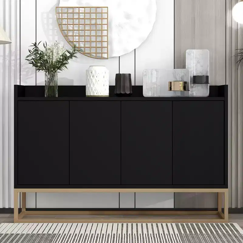 GDFStudio Truda 47.2'' Modern Sideboard Buffet Cabinet with Adjustable Shelves and Gold Metal Legs
