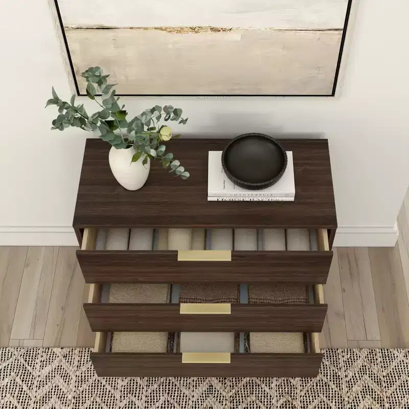 Plank+Beam 3 Drawer Dresser with Brass Handle