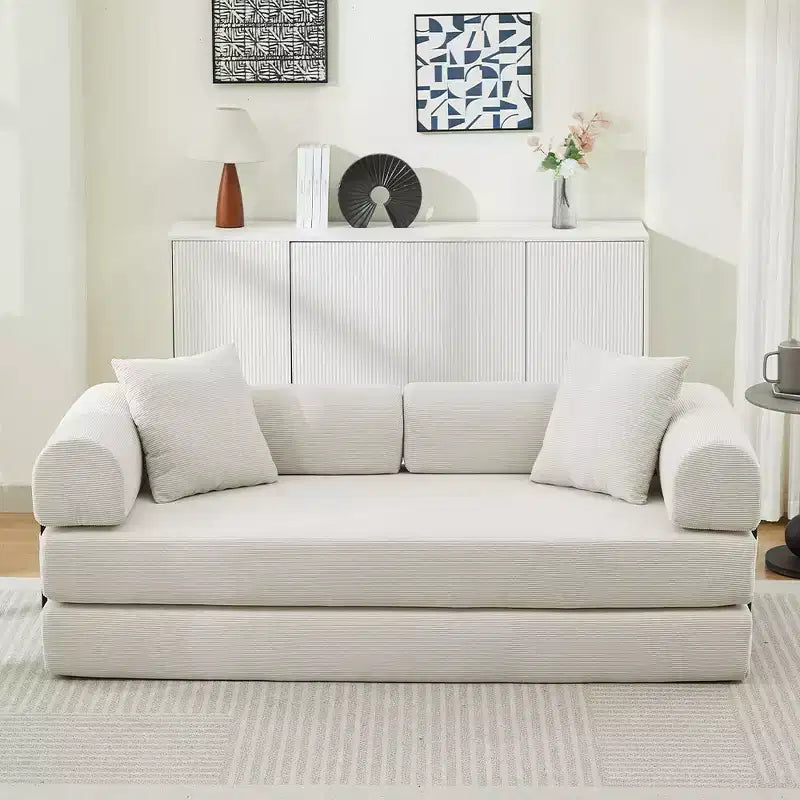 TUYOHW Corduroy Convertible Sofa Bed,Sleeper Couch with 2 Pillows,Flexible Combination,Futon Couch for Living Room,Office,Apartment