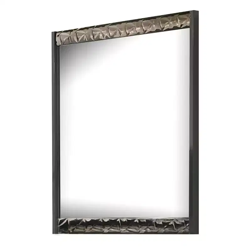 36X40 Dresser Mirror, Rectangular, Chrome Geo Molding, Ash Gray