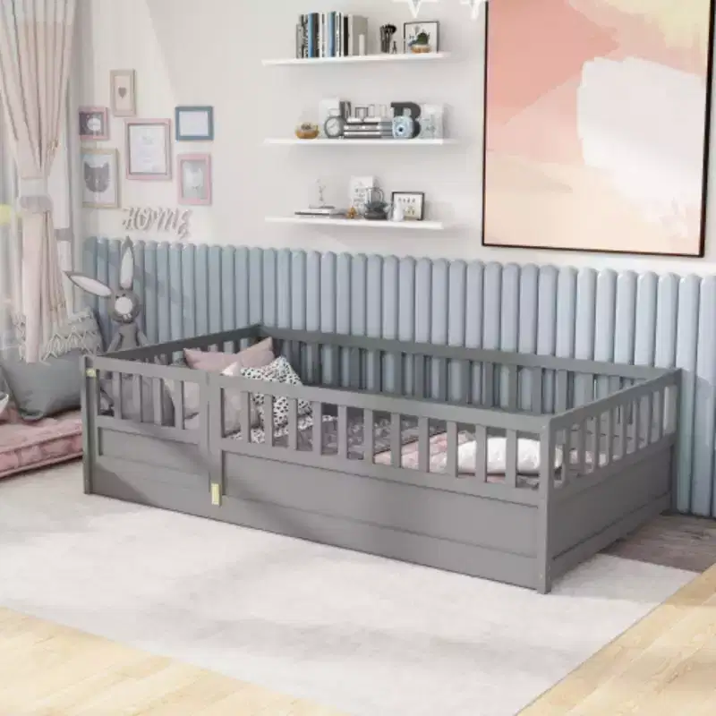 Single-Person Compact Low-Profile Bed Featuring Integrated Ultra-Secure Barrier Design