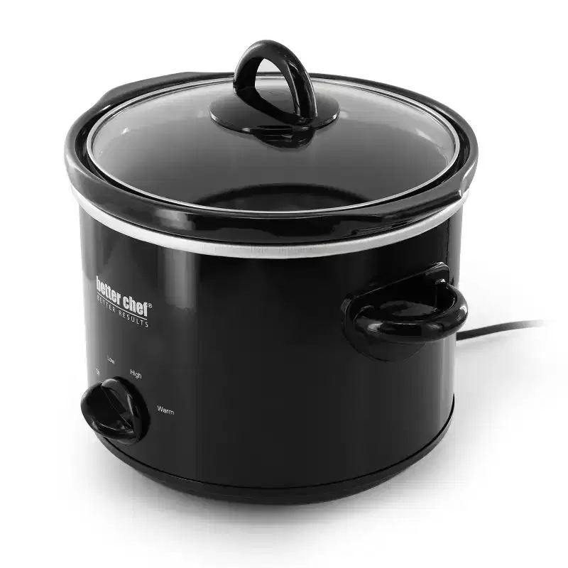 Better Chef 3 Quart Slow Cooker with Removable Stoneware Crock in Black