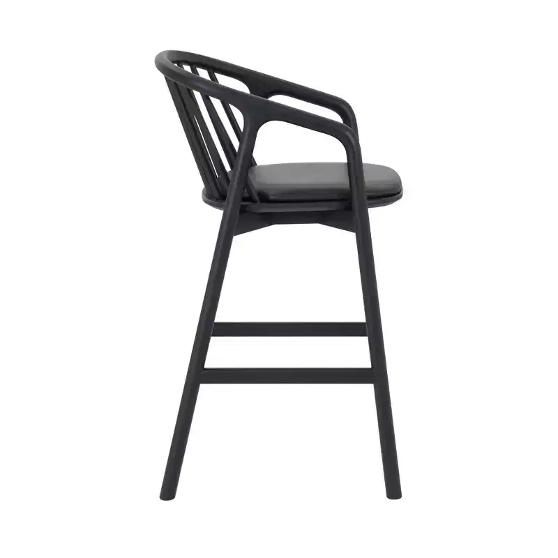 Armen Living Echo Wood and Faux Leather Barstool