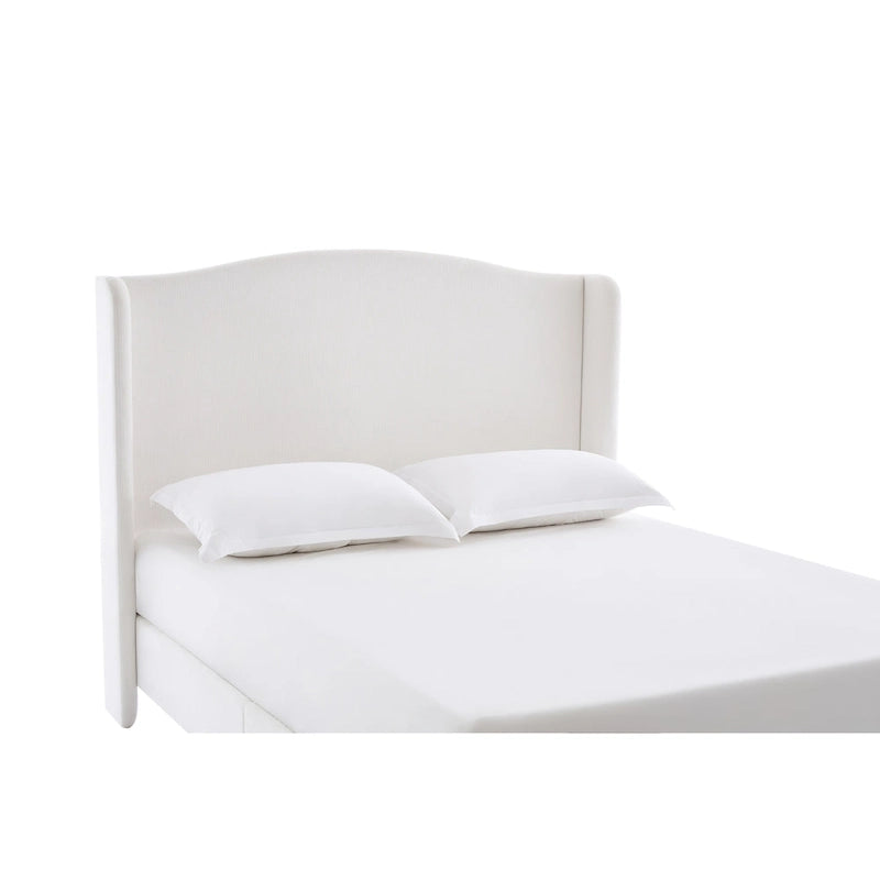 King Wingback Upholstered Bed | 54 Camelback Headboard | Cream Chenille | 1000 lb