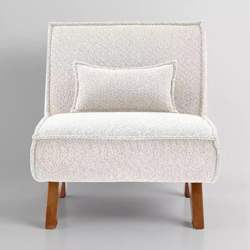 Art Leon Fabric Upholstered Accent Slipper Chair with Removable Pillow and Wood Legs