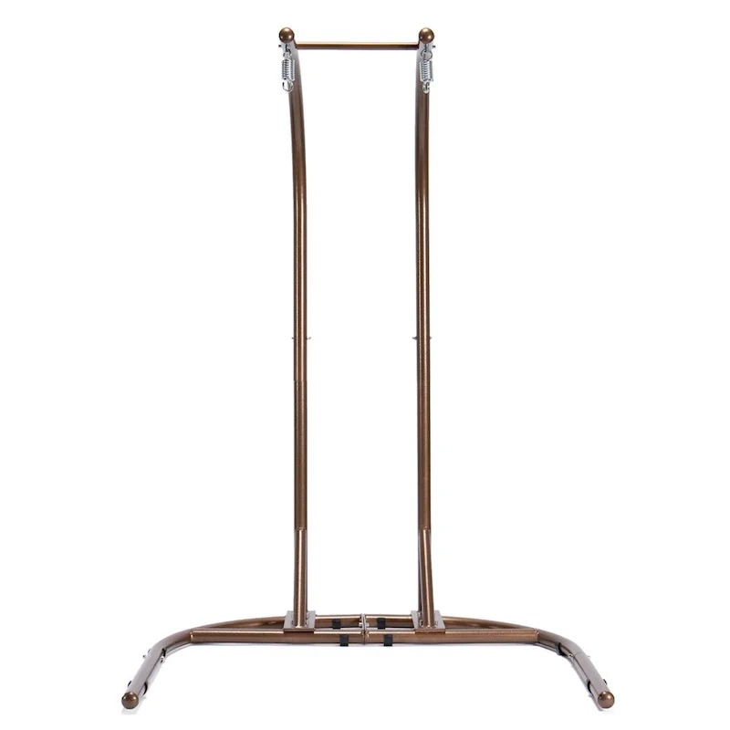 Charcoal Wicker Hanging Double-Seat Swing Chair with Stand with Cushion