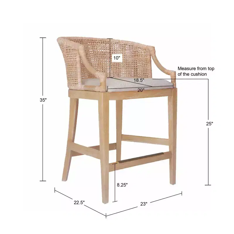 Martha Stewart 25 Playa Handcrafted Rattan Counter Height Barstool