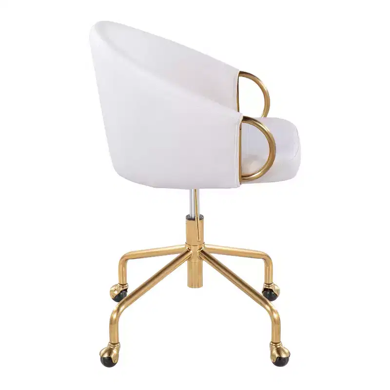 LumiSource Claire Task Chair Gold/White PU