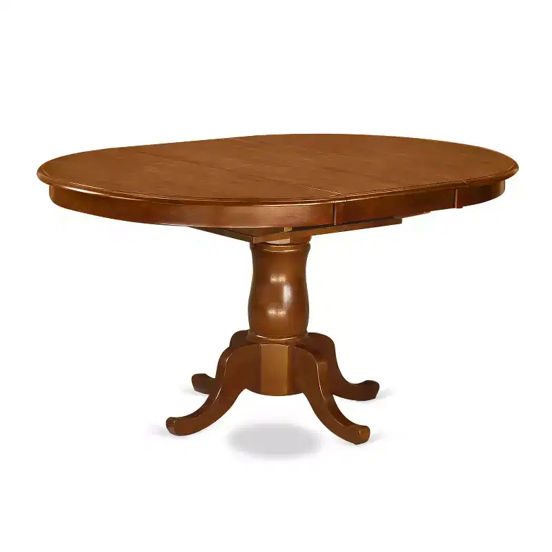 HomeStock Belmont Dining Room Set - Oval Dining Leaf With Dining Chairs, Saddle Brown