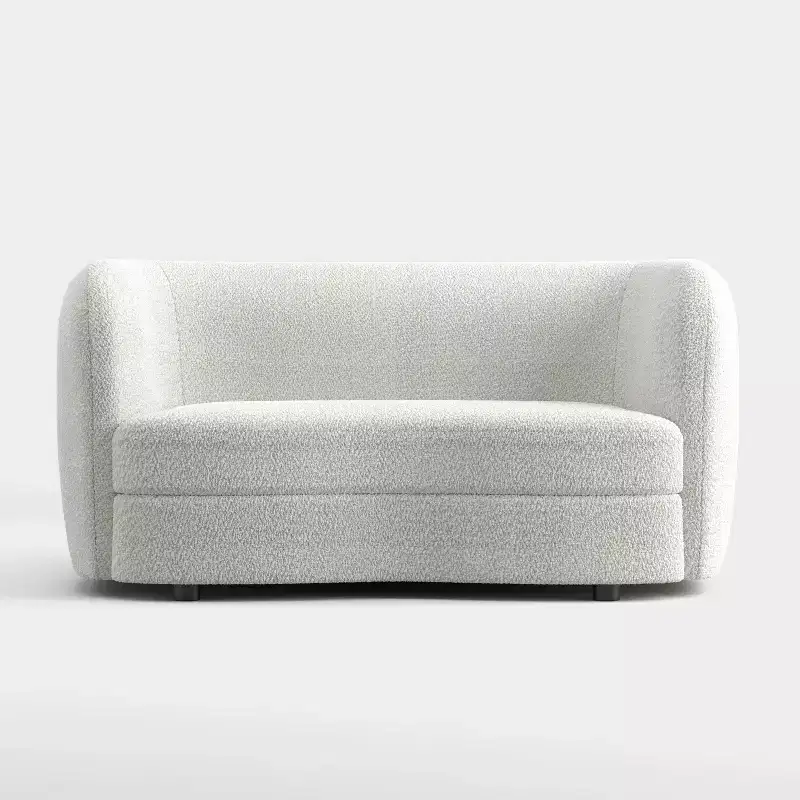 HOMES: Inside + Out 63.75" Pinehush Boho Curved Boucle Fabric Loveseat with Pocket Coil Cushions