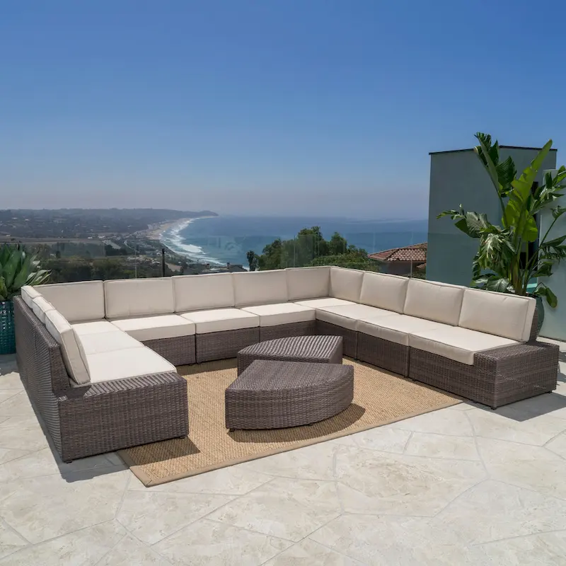 Best Sail Bridge 12-piece Brown Wicker Sofa Set with Cushions by Havenside Home