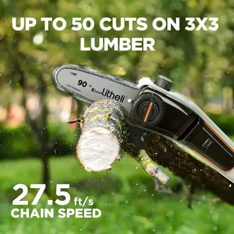 Litheli 8" 20V 2Amp Cordless Battery Power Pole Saw: Rechargeable, Adjustable, No Assembly Required