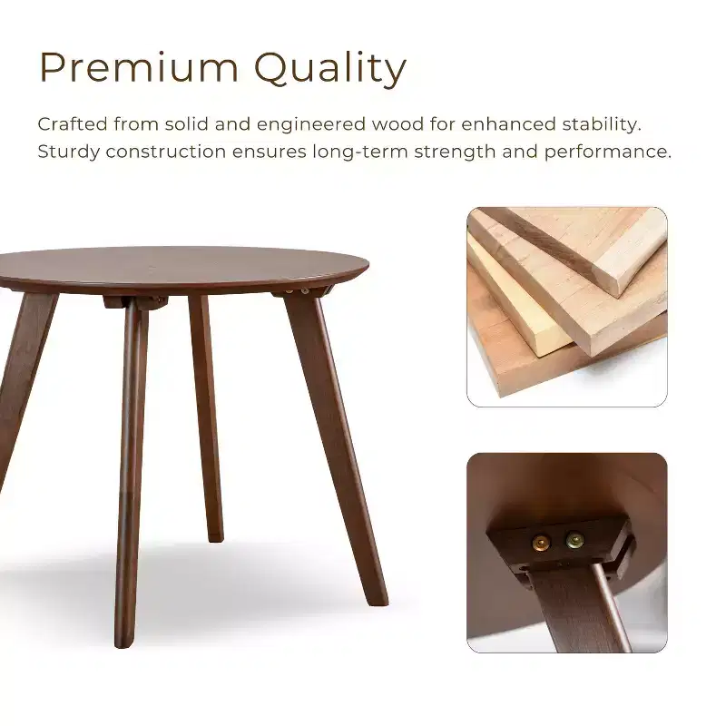 HOMES: Inside + Out Creekside 23" Round Mid-Century Modern Accent Side Table Walnut