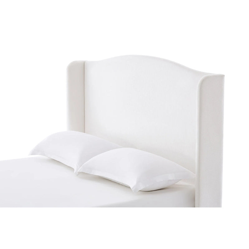 King Wingback Upholstered Bed | 54 Camelback Headboard | Cream Chenille | 1000 lb