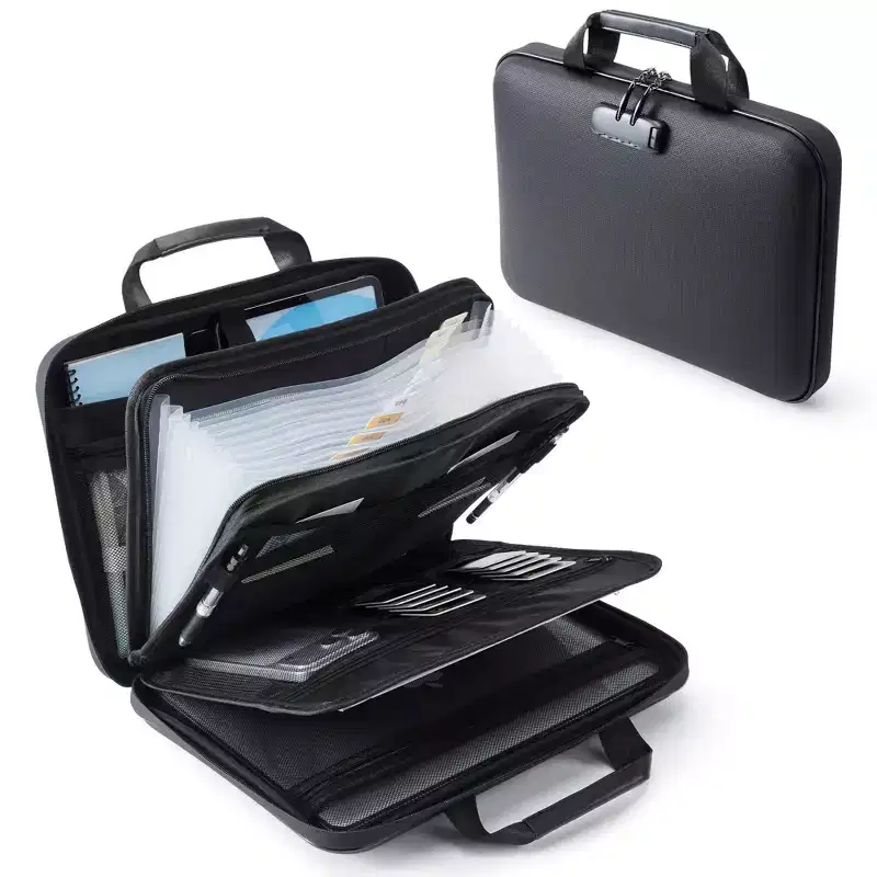 Fireproof Document Box with Lock, Waterproof Fire Safe Hard Case File Box, Portable Important Document Storage Organizer Bag