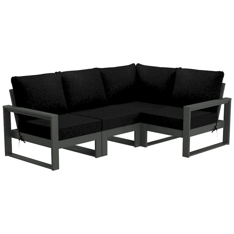 Polytrends Endless Patio 4-Piece Deep Seating Set with Gray Frame
