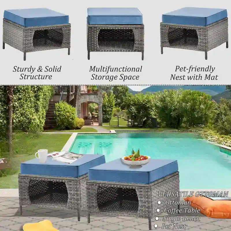 Patio Furniture-11 Piece Wicker Patio Furniture Set with Swivel Chairs