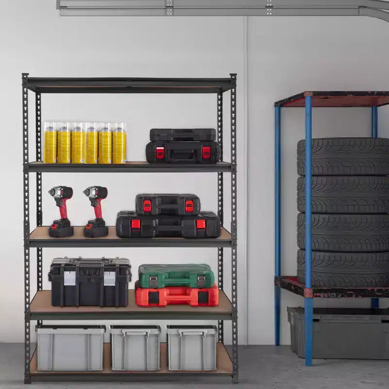 VEVOR Storage Shelving Unit, 5-Tier Adjustable, 2000 lbs Capacity, Heavy Duty Garage Shelves Metal Organizer Utility Rack, Black, 48L x 24W x 72H