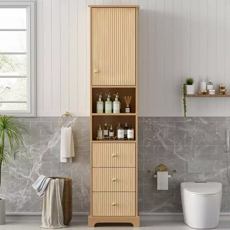Freestanding Bathroom Storage Cabinet with 3 Drawers, Adjustable Shelf, Soft Close Doors - ModernLuxe