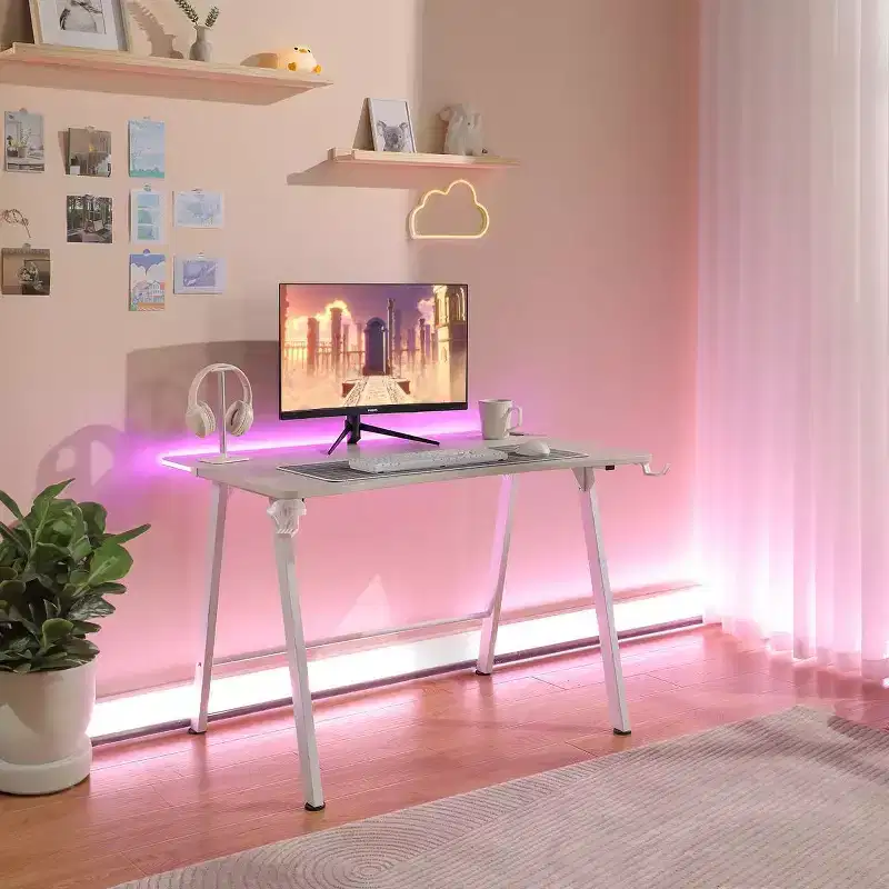 Gaming Desk with LED Lights and Headphone Holder - Room Essentials