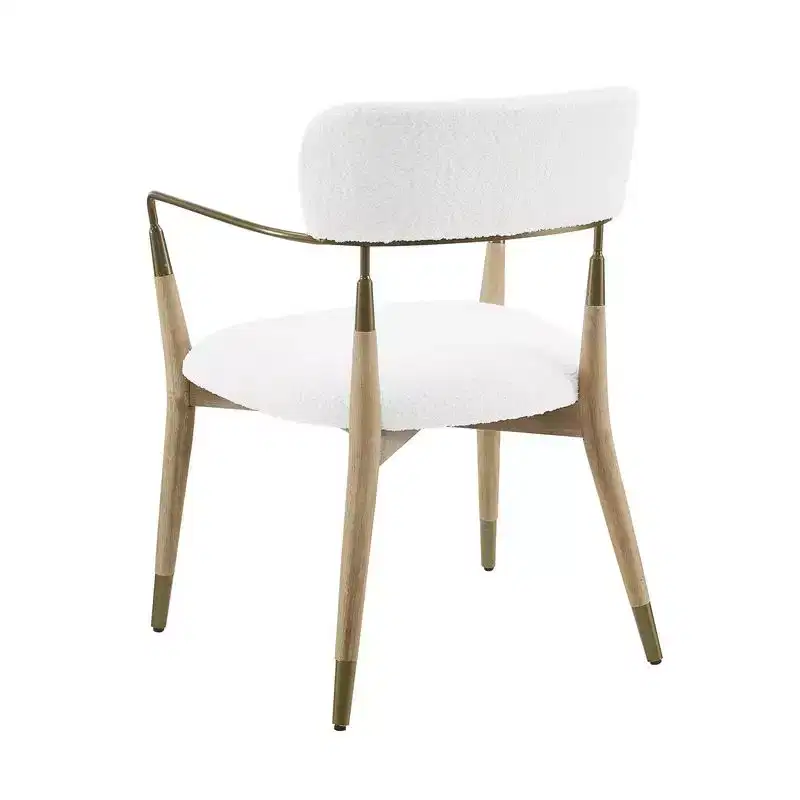 HOMLUX Set of 2 Upholstered Accent Dining Chairs Arm Rest Curved Backrest