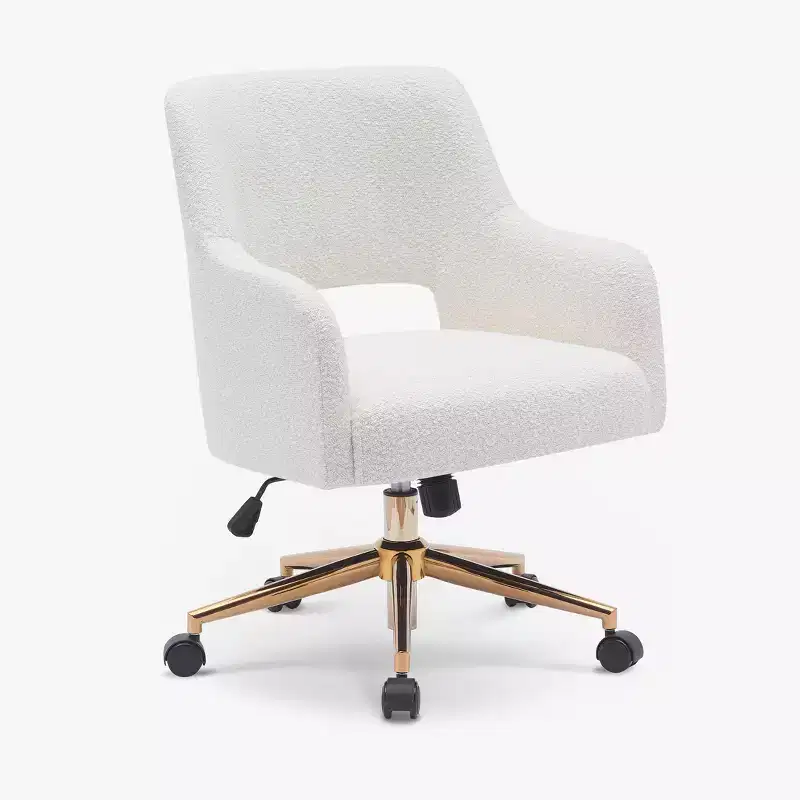 WestinTrends Genevieve Mid-Century Modern Swivel Office Chair With Wheels (Set Of 2), Cream