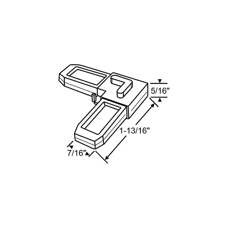 Brixwell Outside Corner With Stop Leg Window Hardware, 1-13/16 Length, 7/16 Width, 5/16 Height, Plastic Material With White Finish